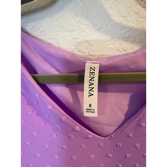 ❤️‍🔥Zenana Lavender Babydoll Dress Swiss Dot V-Neck Size S EUC - Picture 4 of 9